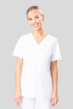 Medizinischer Damen Kasack, 2 Taschen, Uniformix Club , tailliert, Weiss. CM1001